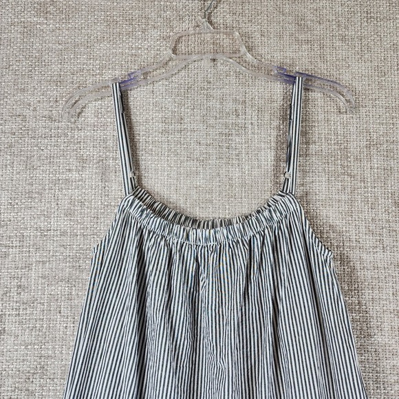 Dylan Railroad Stripe Sun Dress A-Line Midi Womens M Black White Ruffled - Picture 2 of 10